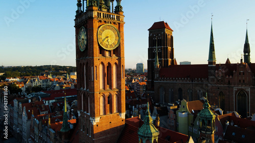 city ​​European ancient architecture port city aerial photography Gdansk Poland