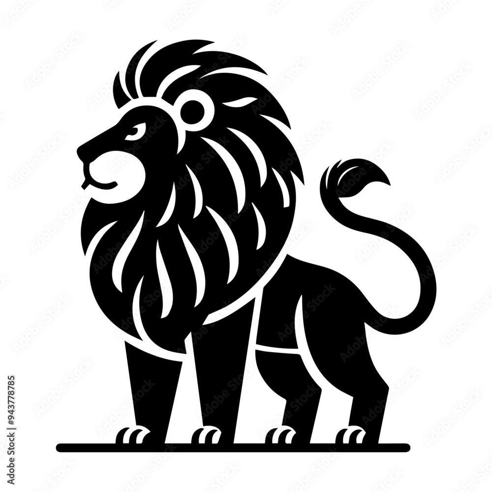 Obraz premium male lion clip art flat style.