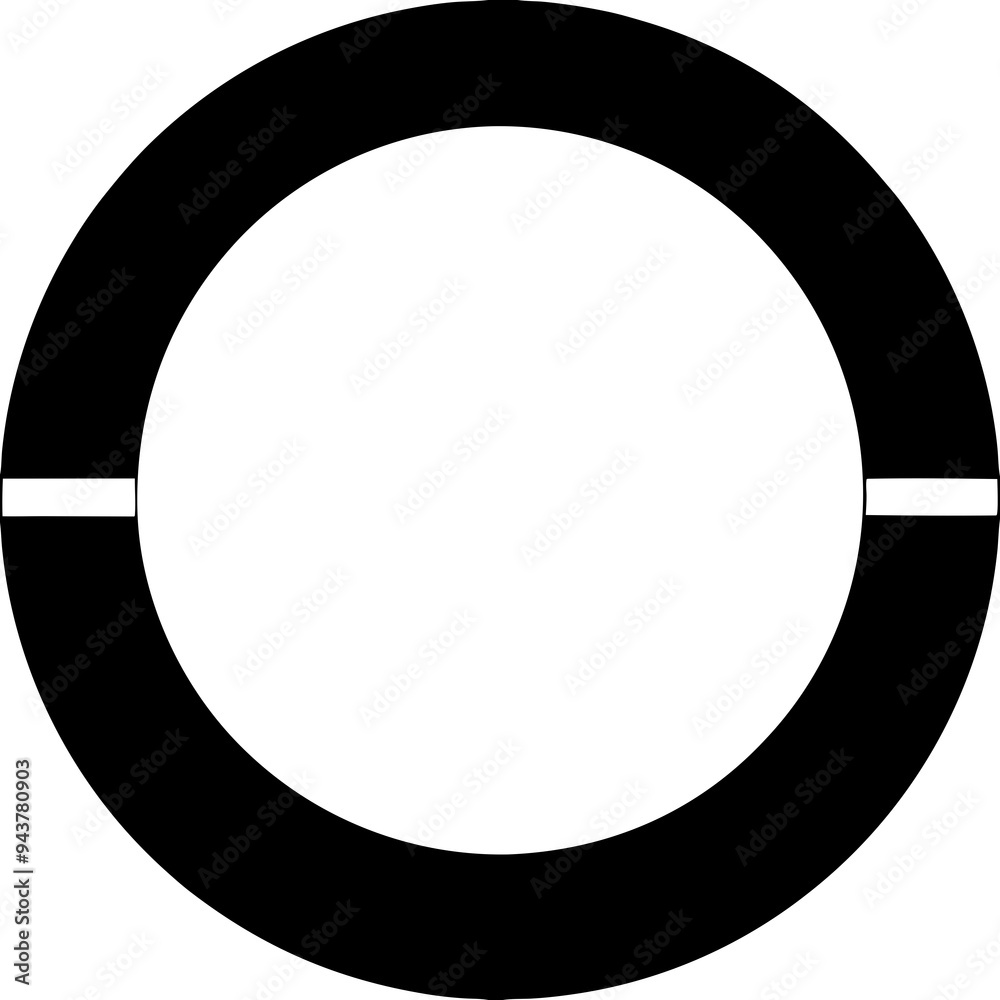 Black circle with a white center and a horizontal line dividing it Black circle with a white center and a horizontal line dividing it