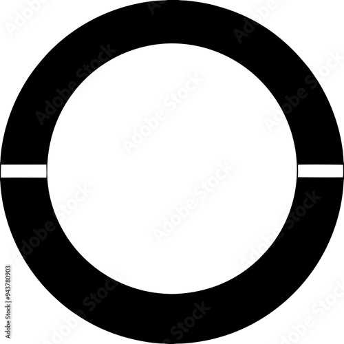 Black circle with a white center and a horizontal line dividing it