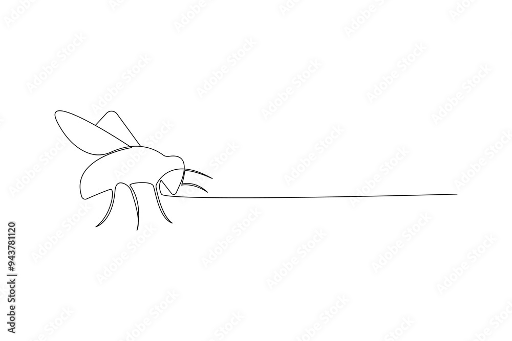 Naklejka premium Bee one line art and continuous single line isolated outline vector icon