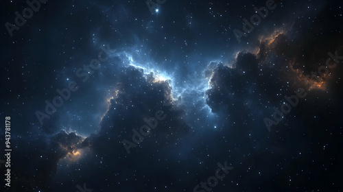 A vast expanse of space, filled with swirling nebulas, glittering stars and cosmic dust.