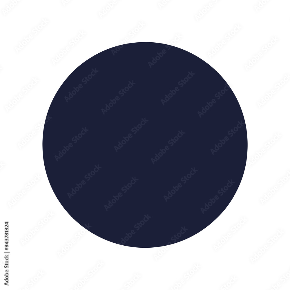 A solid dark navy blue circle centered on a white background A solid dark navy blue circle centered on a white background