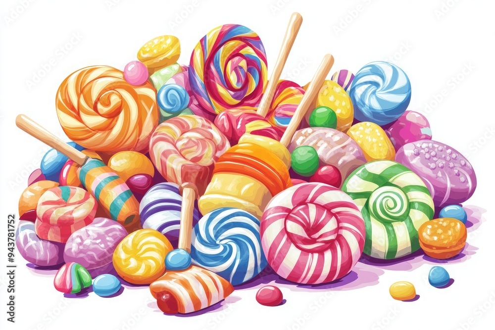 A close up of a pile of candy and candies A close up of a pile of candy and candies