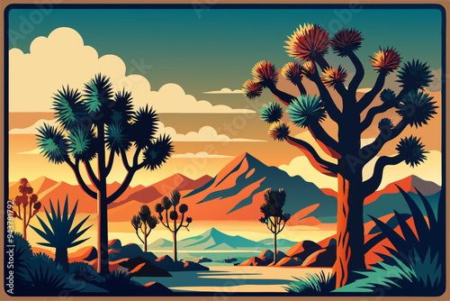 the mountainous landscape vector illustration