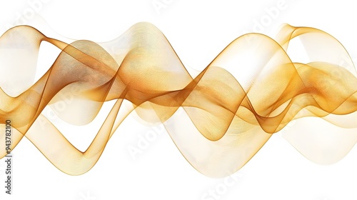 Golden Radio Frequency Waves on White Background, Abstract Image, Texture, Pattern, Wallpaper, Cover and Screen of Smartphone, Cell Phone, Computer, Laptop, 9:16 and 16:9 Format