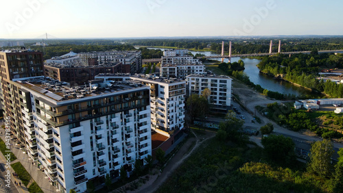 view city from the height of modern wish development architecture Europe Wroclaw Poland