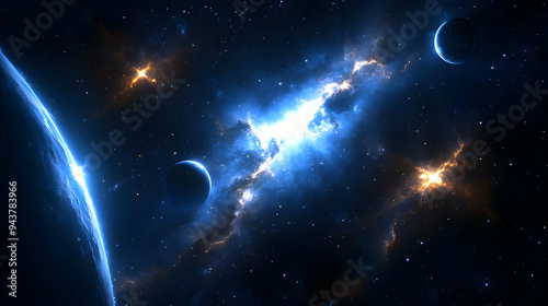 A vibrant blue nebula fills...