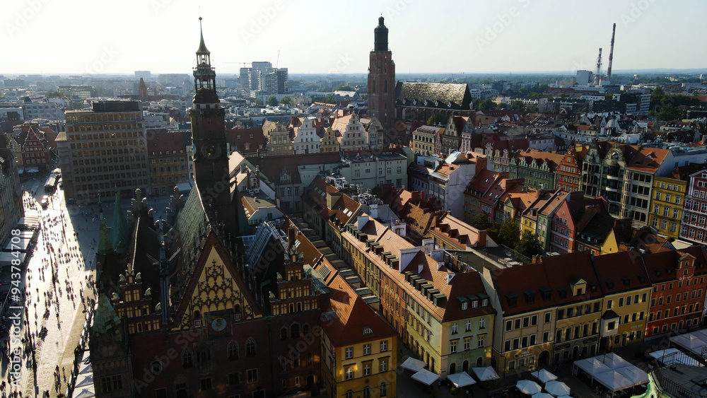 view city from the height of modern wish development architecture Europe Wroclaw Poland view city from the height of modern wish development architecture Europe Wroclaw Poland