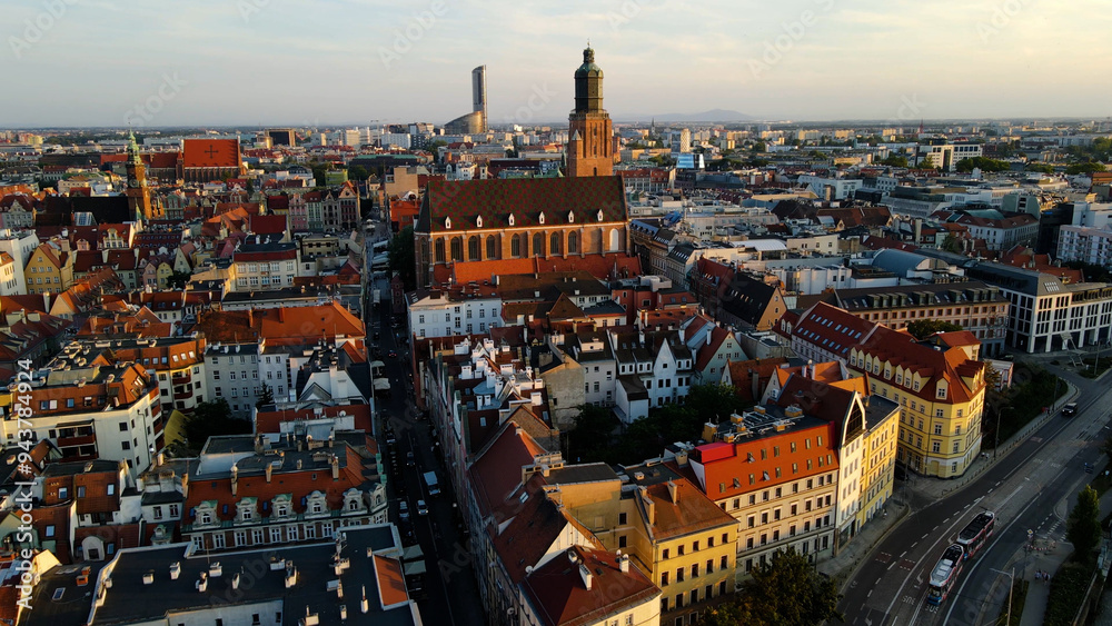 Obraz premium view city from the height of modern wish development architecture Europe Wroclaw Poland
