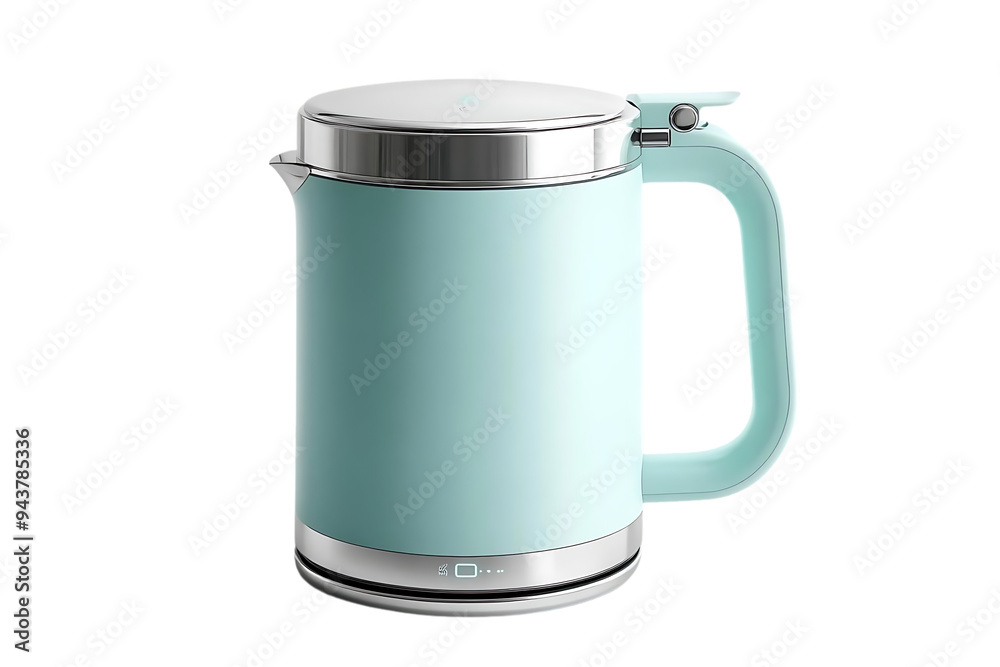 Elegant Aqua Blue Electric Kettle with Stainless Steel Accents and Transparent Background Elegant Aqua Blue Electric Kettle with Stainless Steel Accents and Transparent Background