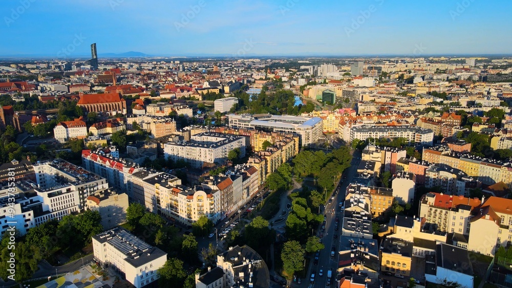 Fototapeta premium city Europe beautiful top view aerial photography of Wroclaw Poland
