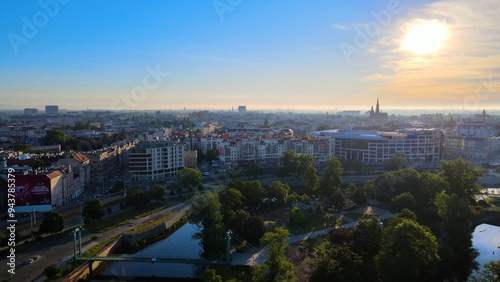 city Europe beautiful top view aerial photography of Wroclaw Poland photo