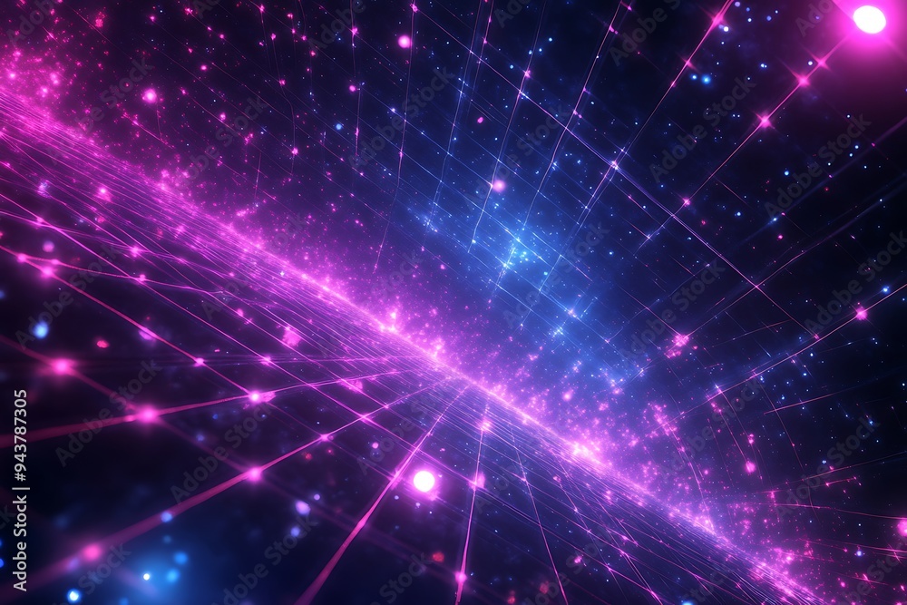 Futuristic Deep Space Void with Intersecting Laser Grids and Glowing Particles Futuristic Deep Space Void with Intersecting Laser Grids and Glowing Particles