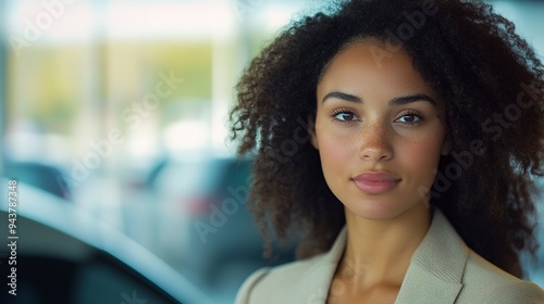 Professional woman in car dealership