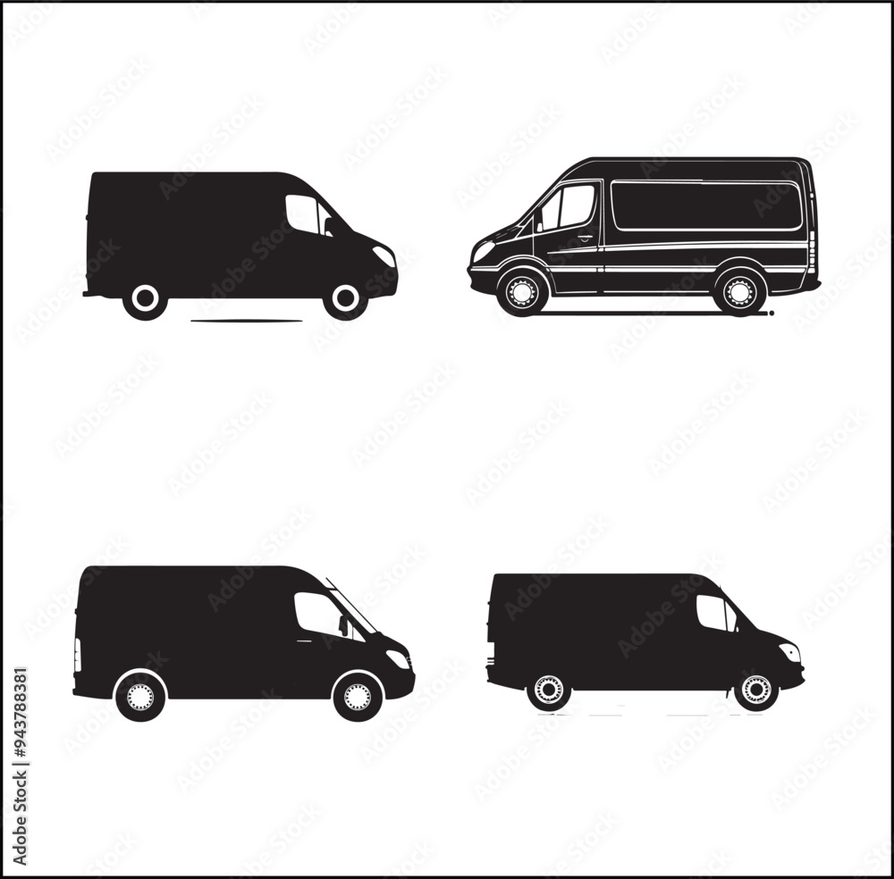 Fototapeta premium mini Bus silhouette vector Design 