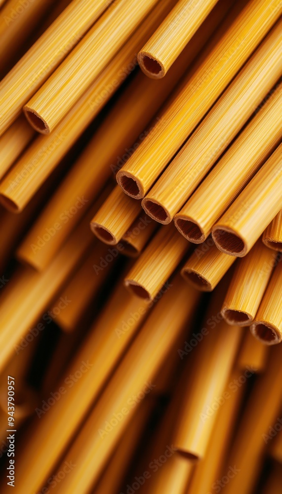 A close-up view of several bamboo straws, highlighting their natural texture and warm colors, perfect for eco-friendly themes. A close-up view of several bamboo straws, highlighting their natural texture and warm colors, perfect for eco-friendly themes.