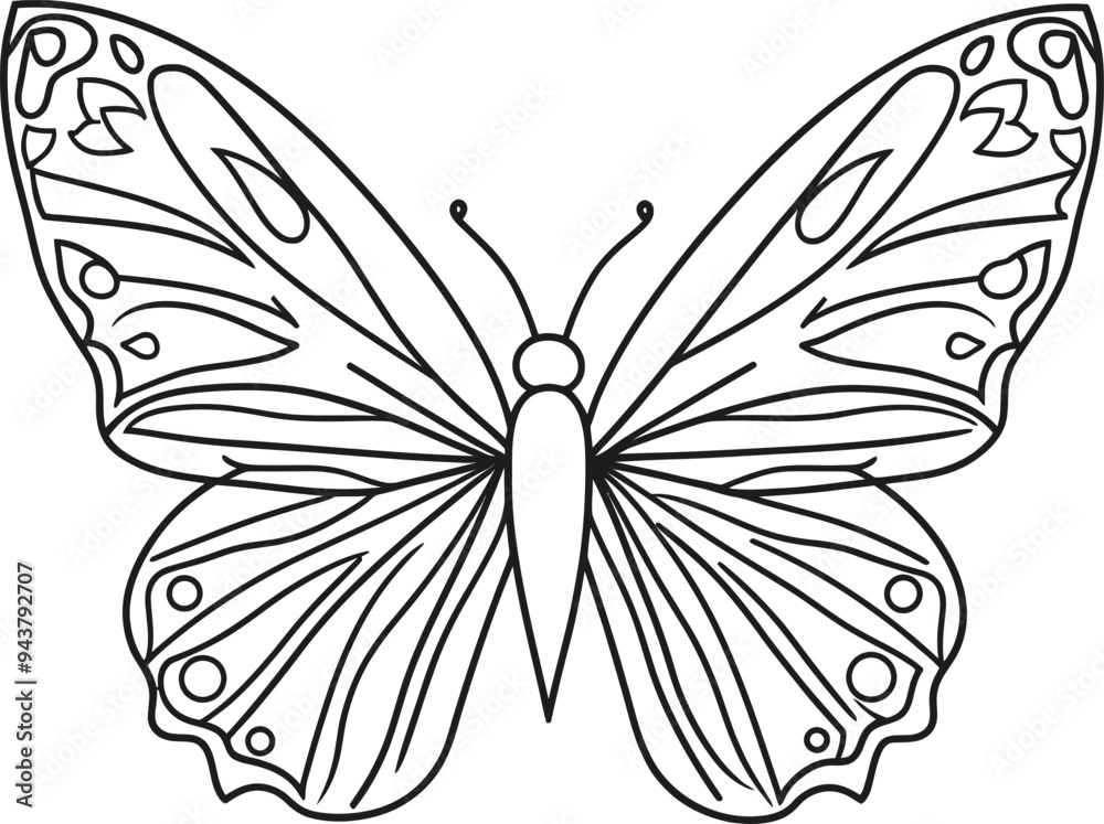 A simple coloring page line art illustration of an elegant butterfly black and white butterfly animal mandala vector A simple coloring page line art illustration of an elegant butterfly black and white butterfly animal mandala vector
