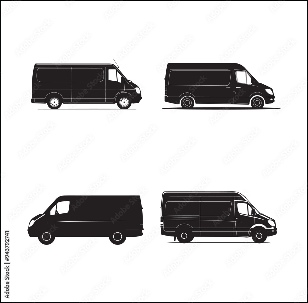 Fototapeta premium mini Bus silhouette vector Design 