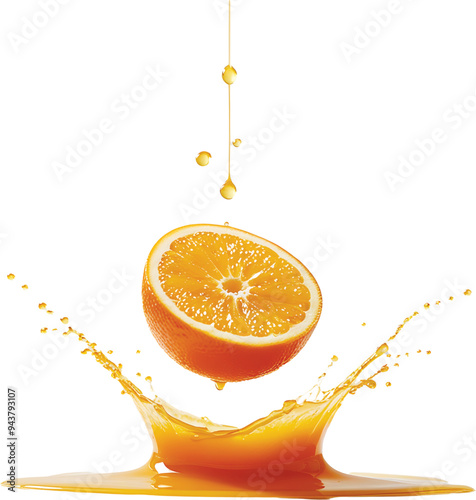 orange juice splash. Orange fruit isolated on a white background. Fresh orange fruit.