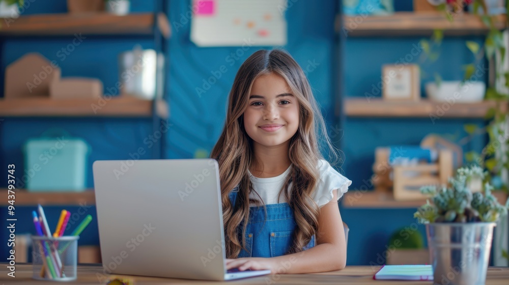 The girl using laptop The girl using laptop