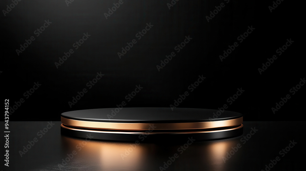 Black and gold podium on black background Black and gold podium on black background