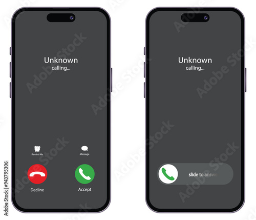 Call screen layout, apple iphone, abstract incoming call window interface with hang and reject buttons. Presentation and infographic templates. Element for communication technologies and applications