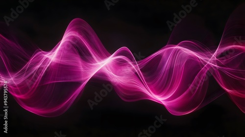 Pink Radio Frequency Waves on Black Background, Abstract Image, Texture, Pattern, Wallpaper, Cover and Screen of Smartphone, Cell Phone, Computer, Laptop, 9:16 and 16:9 Format