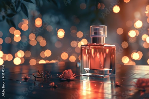 elegant perfume on the Darck background with light photo