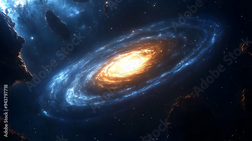 A vibrant, spiraling galaxy...