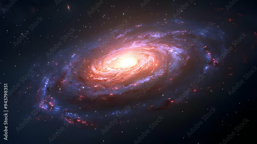 A vibrant, swirling galaxy with a bright core, surrounded by scattered stars against a dark space backdrop. A vibrant, swirling galaxy with a bright core, surrounded by scattered stars against a dark space backdrop.