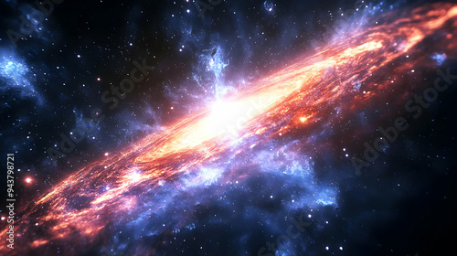 A vibrant, swirling galaxy ...
