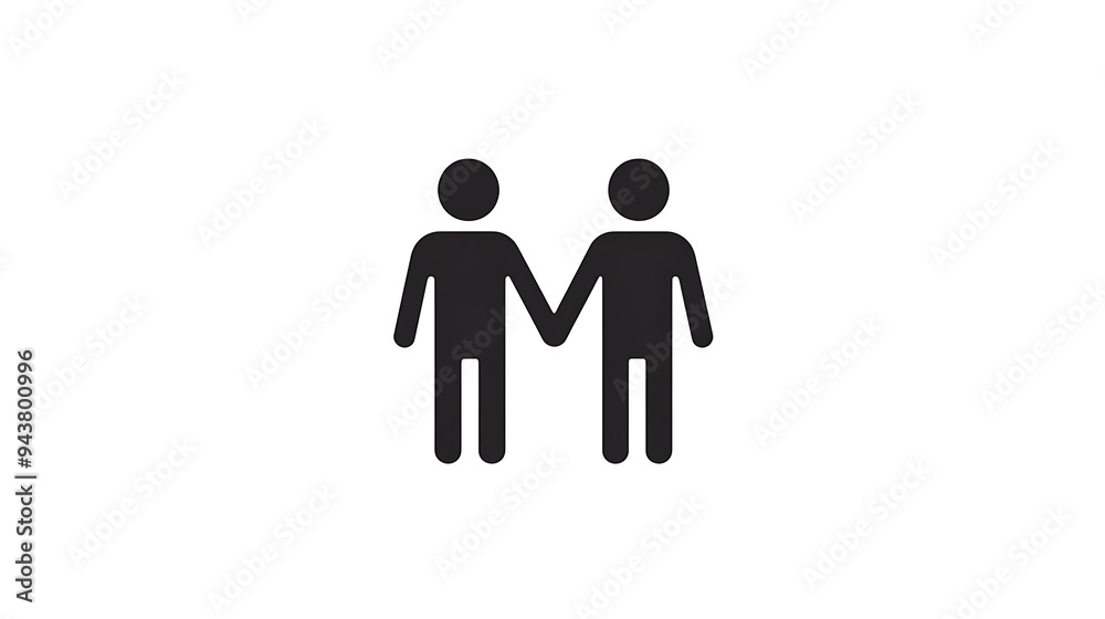 Minimalist Vector Logo Design of Two People Holding Hands in Matching Outfits on White Background Minimalist Vector Logo Design of Two People Holding Hands in Matching Outfits on White Background
