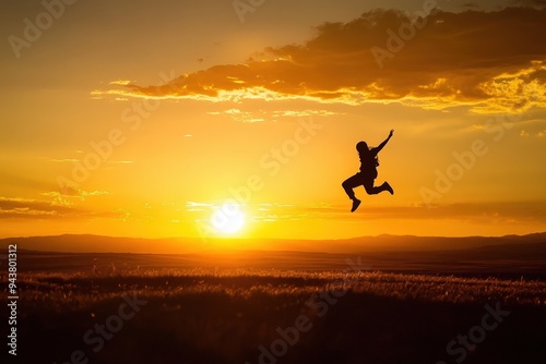 Wallpaper Mural A man jumps in the air at sunset. Torontodigital.ca