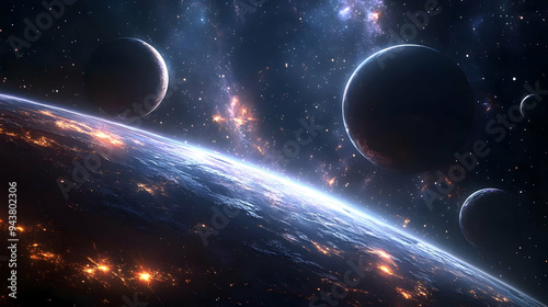 A view of a planet with a g...
