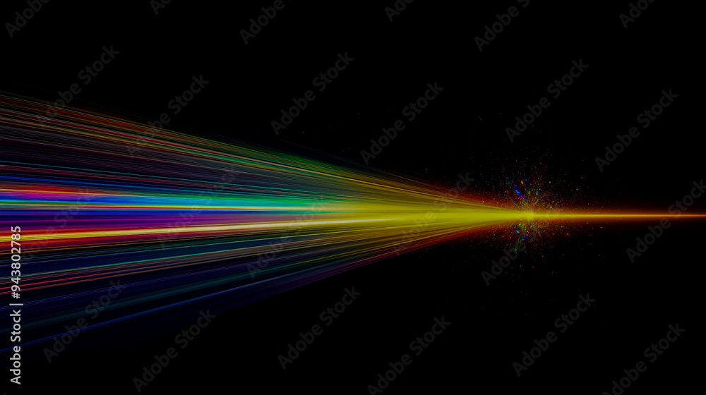 Black background with rainbow streaks of light across the center-left. Black background with rainbow streaks of light across the center-left.
