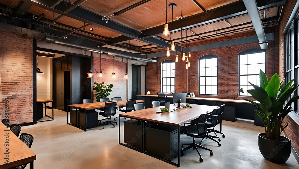 Transform your workspace with this striking industrial modern office design. This office design is perfect for those who appreciate the fusion of modern elegance with industrial grit. Transform your workspace with this striking industrial modern office design. This office design is perfect for those who appreciate the fusion of modern elegance with industrial grit.