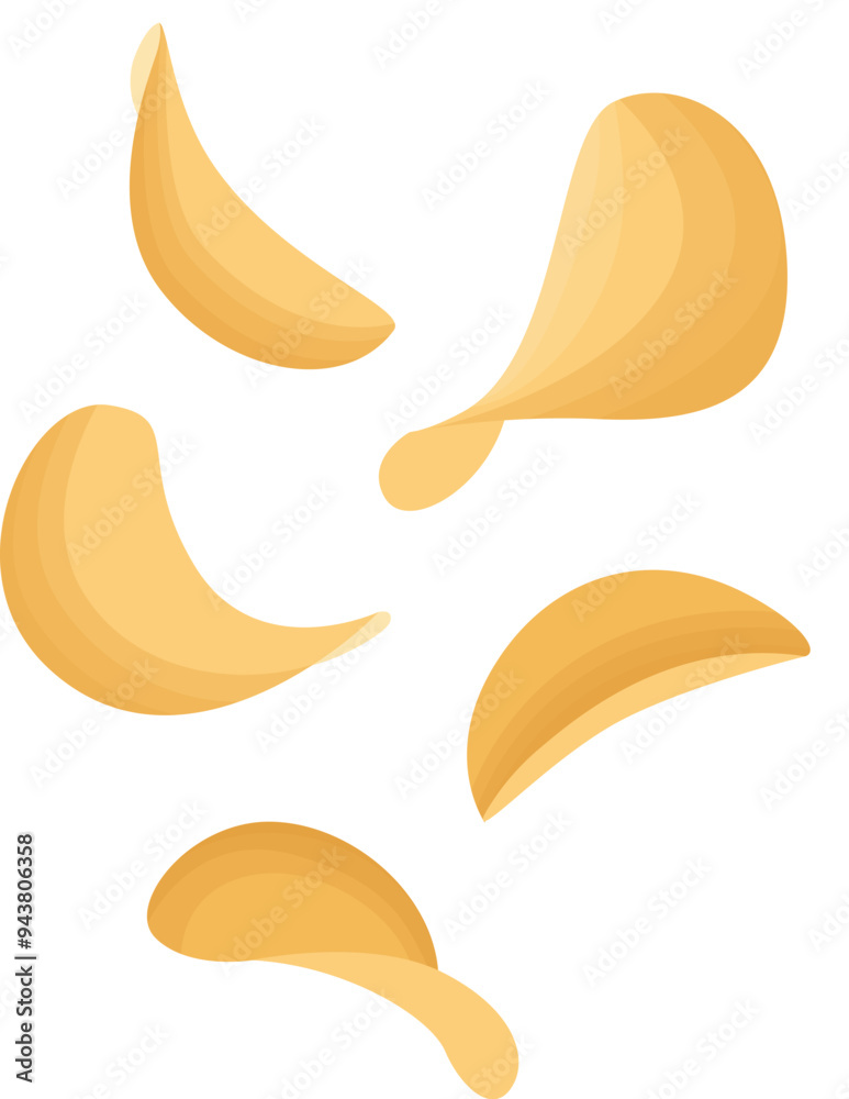 Fototapeta premium Falling Potato Chips Snack Illustration Isolated on White Background