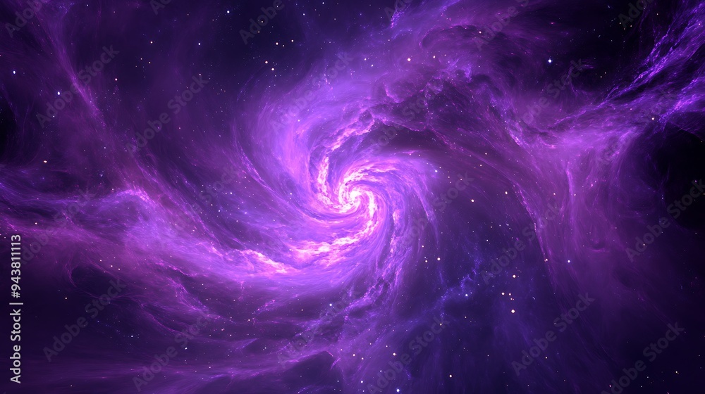 Galactic Dreamscape - Vivid Purple Abstract Background with Swirling Nebulae and Glowing Stars, Digital Art Creation for Cosmic Concepts