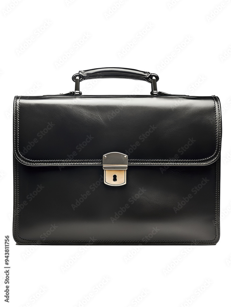 Black Leather Briefcase with Metal Handle and Clasp Black Leather Briefcase with Metal Handle and Clasp