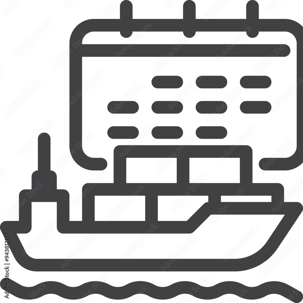 Simple vector deadline of shipping on the book outline icon on white background Simple vector deadline of shipping on the book outline icon on white background