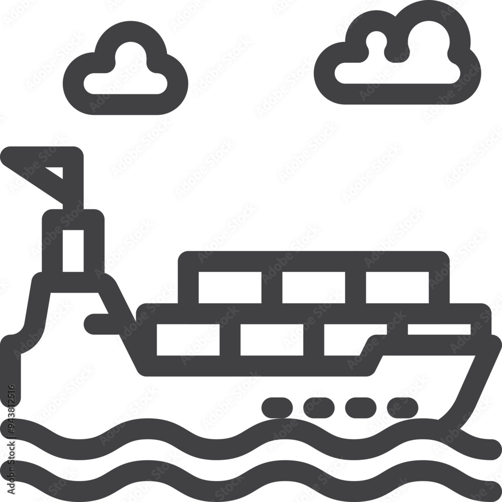 Obraz premium Simple vector sea shipping cargo on the book outline icon on white background