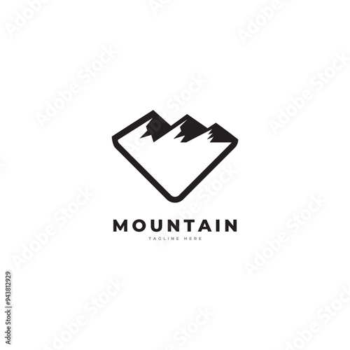 mountain logo vector template with cardinal directions