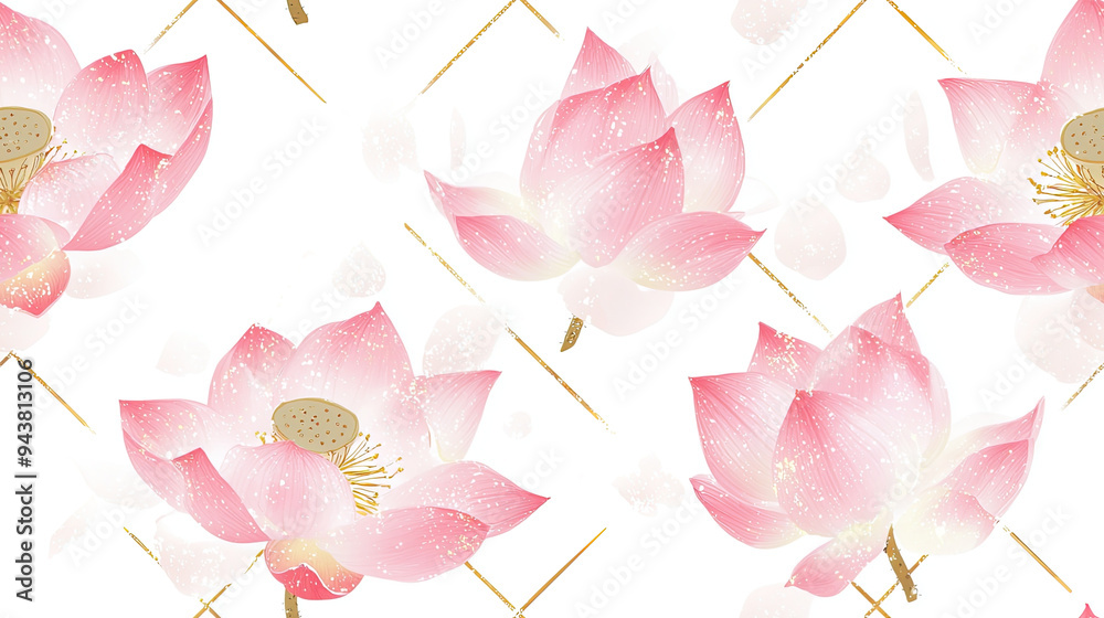 Obraz premium Fresh and elegant lotus flower pattern background wallpaper