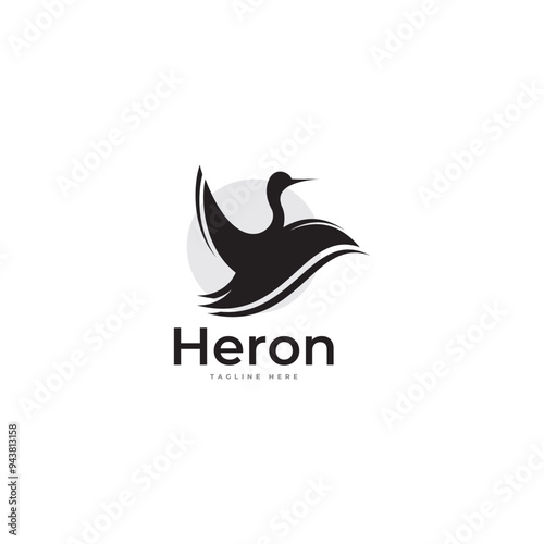 Heron Vector Logo Design, Logo Icon, Symbol, Icon Template
