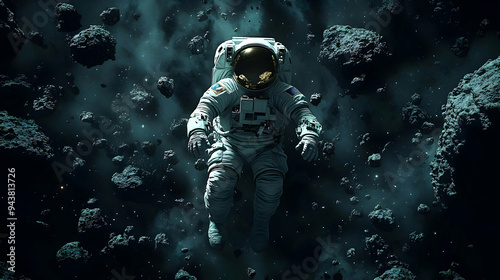 An astronaut floats amidst ...