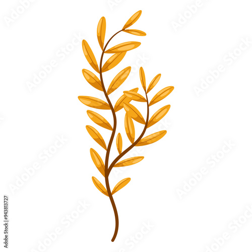 Wallpaper Mural Yellow olive twig with leaves. Cartoon flat illustration Torontodigital.ca