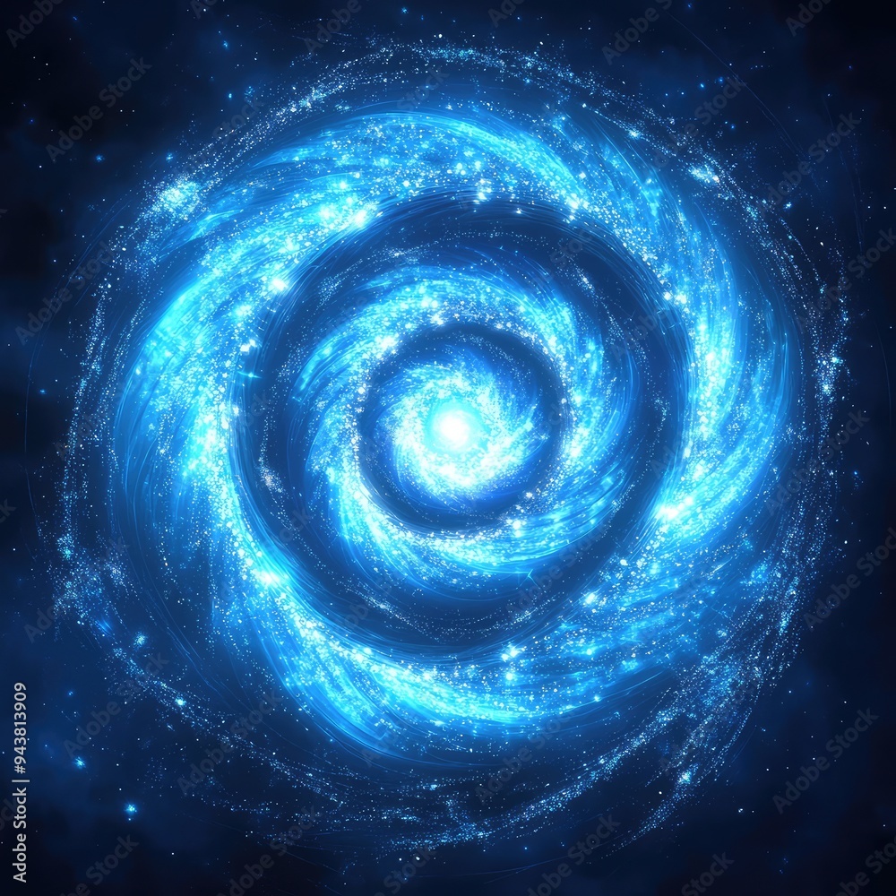 A radiant spiral of blue light with glittery particles, giving off a mystical aura on a transparent backdrop. A radiant spiral of blue light with glittery particles, giving off a mystical aura on a transparent backdrop.