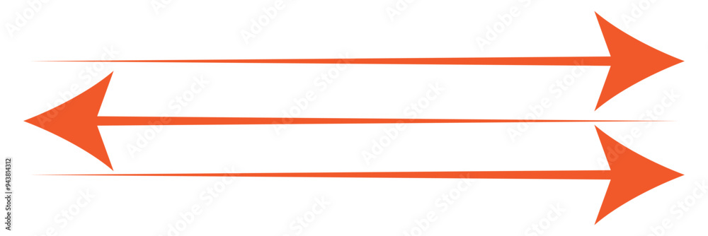 Fototapeta premium Horizontal dual sided long straight arrow signs. Black, red, stock pointer, direction, position symbol and double arrow icon isolated on white background. design eps 10