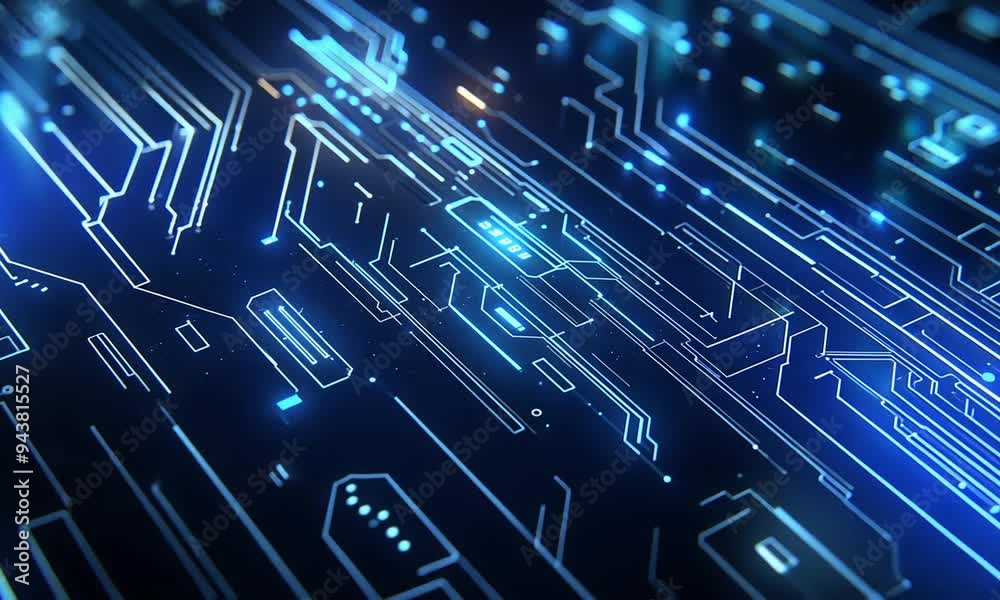 Blue Light Technology Circuit Board Animation Blue Light Technology Circuit Board Animation